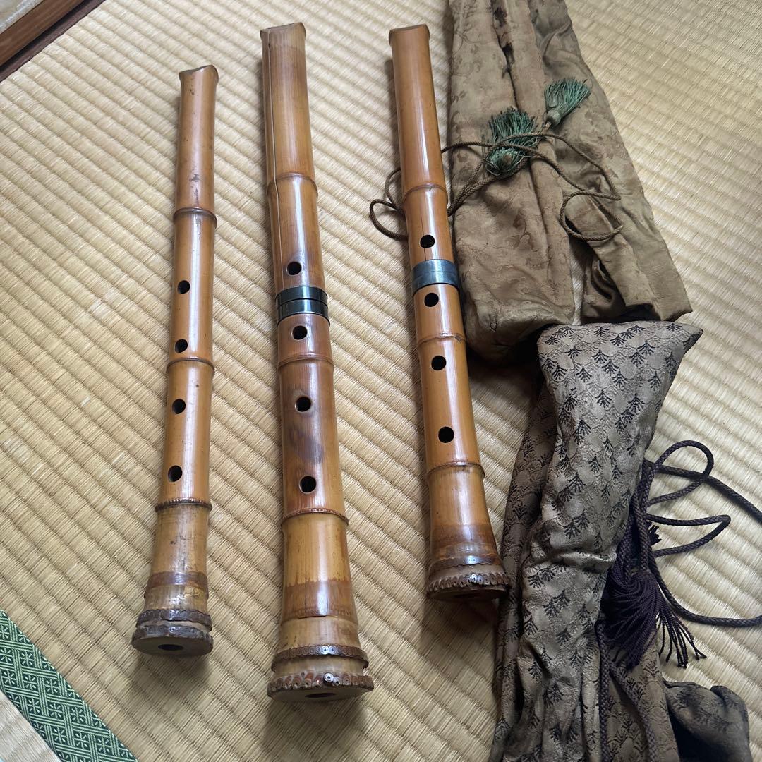 尺八 3本セット 竹製 収納袋付き