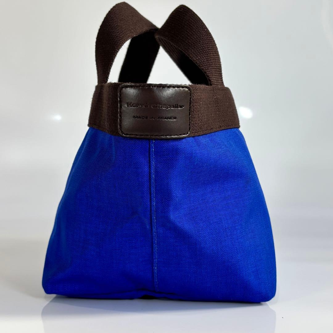 極美品 エルベシャプリエ 701C 舟形トート S インディゴ×モカ ブルー