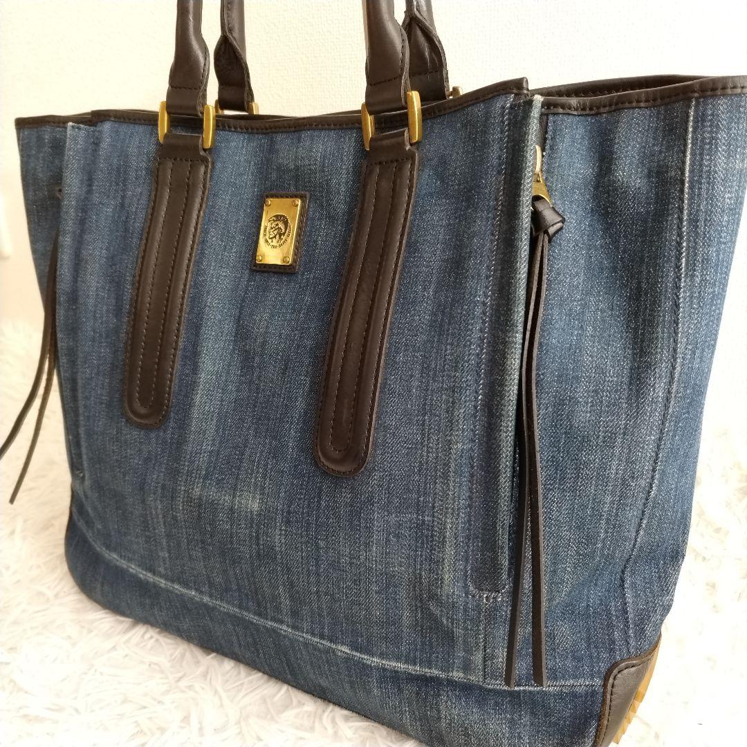 DIESEL　ディーゼル　トートバッグ　デニム　A4サイズ　レザー ハンドバッグ