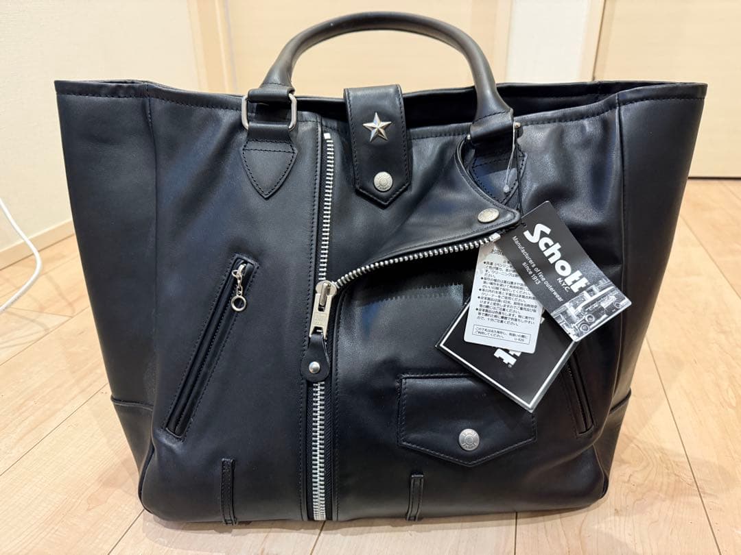 む　《新品未使用》　Schott ライダース　トートバッグ　ブラック