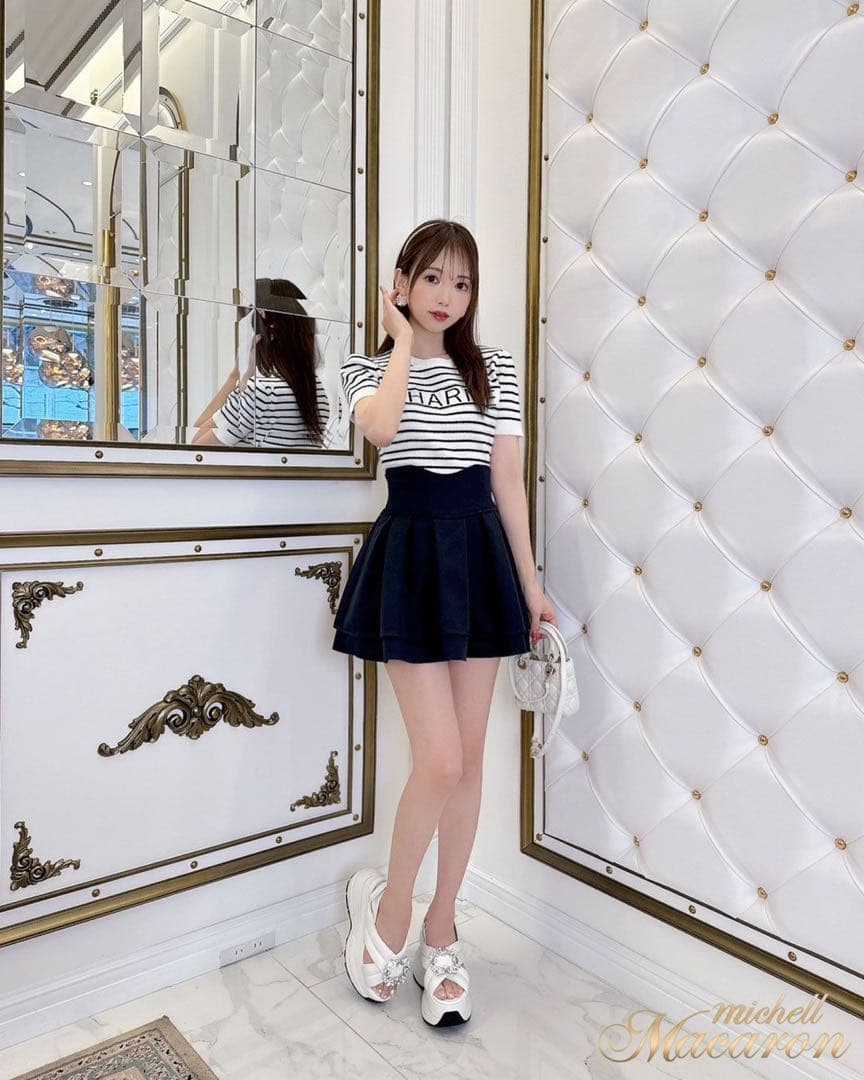 新品未開封 ミシェルマカロン 美脚になれるスカート S ネイビー - メルカリ