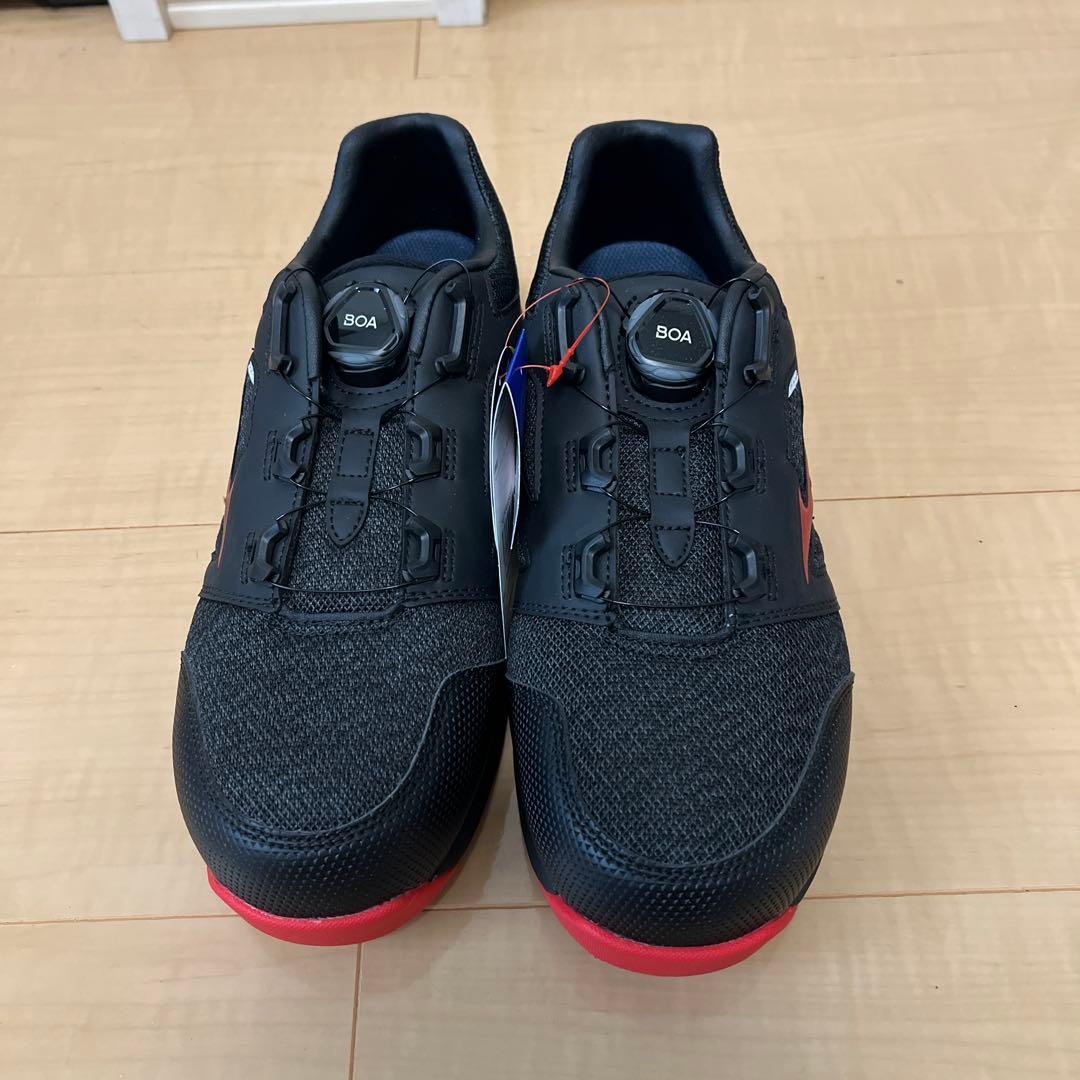 Mizuno オールマイティLSII BOA安全靴 ブラック/レッド25.5cm MIZUNO（ミズノ） 安全靴 オールマイティ LSII 21L WIDE ブラック
