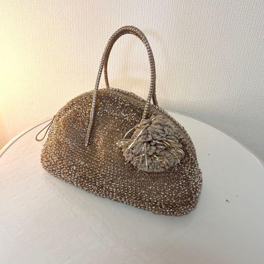ANTEPRIMA アンティプリマ　ハンドバッグ　ゴールド　コサージュ　花