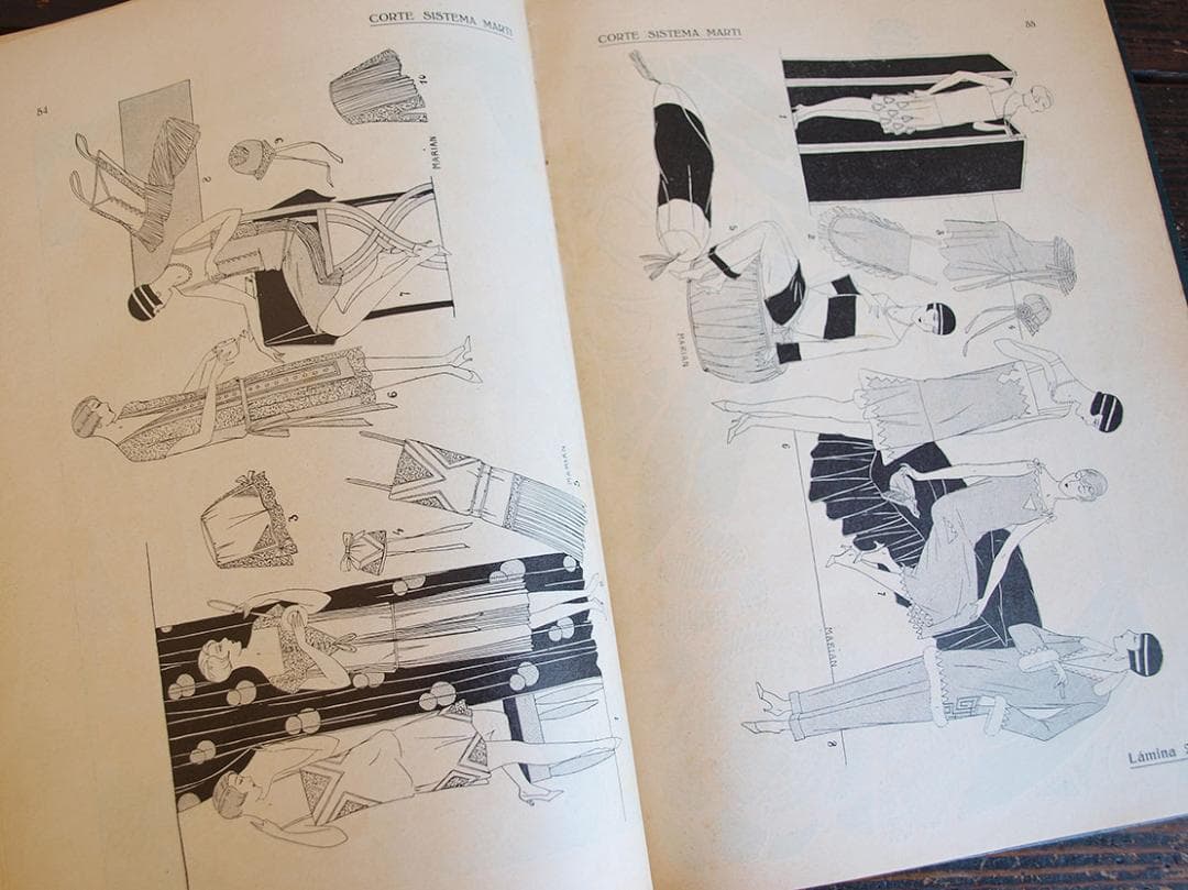 稀少 ランジェリー パターン製図本 1929年 アール・デコ 時代衣装/K076