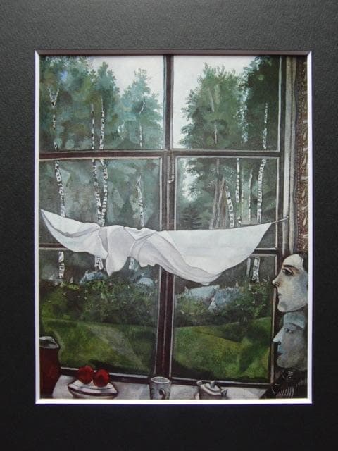 シャガール、【田園の窓】、画集画、新品高級額 額装付、状態良好