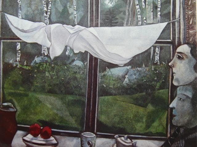 シャガール、【田園の窓】、画集画、新品高級額 額装付、状態良好