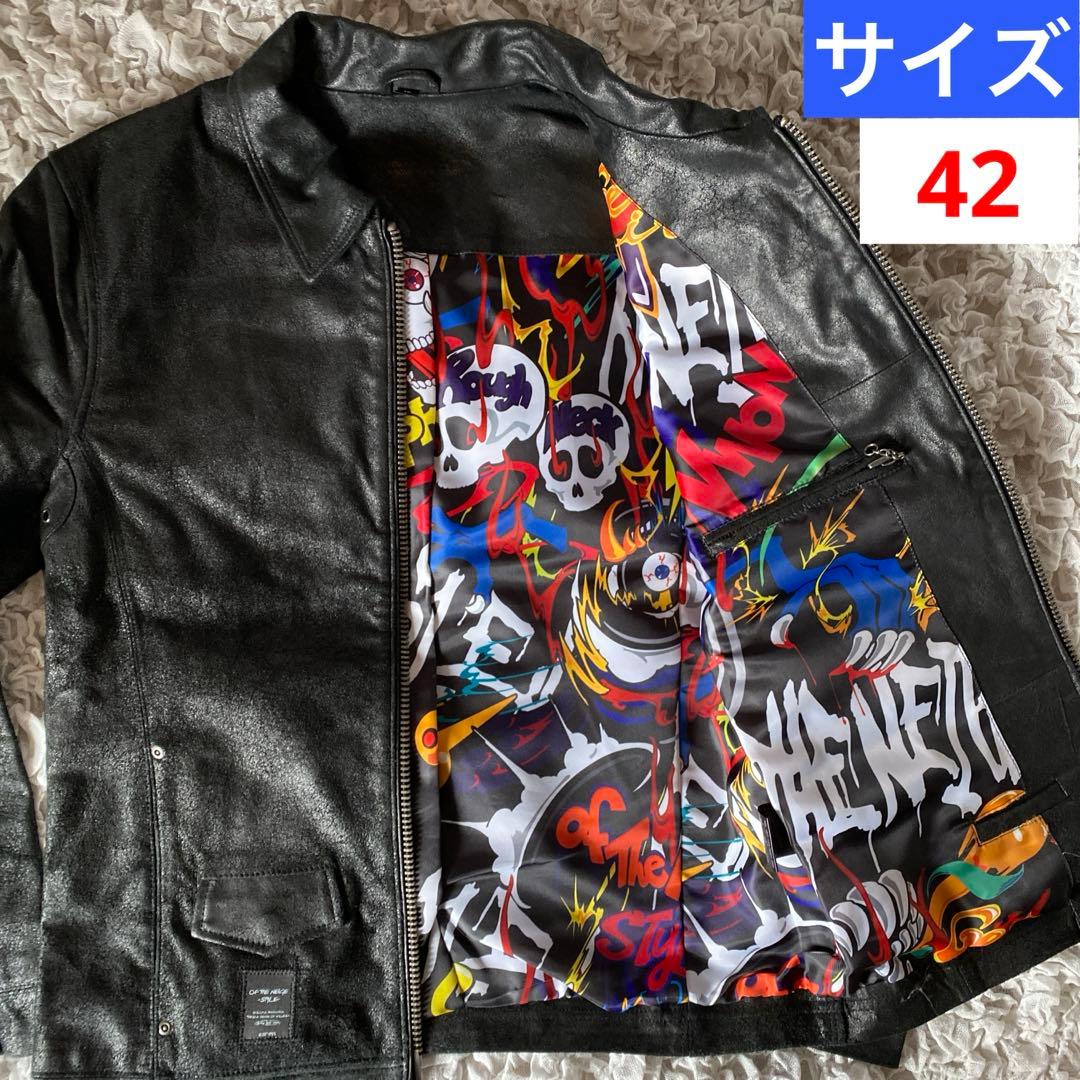 オブザネ－ジュスタイル　ホースレザー　シングルライダース　ジャケット　裏地総柄 シングルライダースジャケット （ホースハイド） ブラック Y706 – Liason