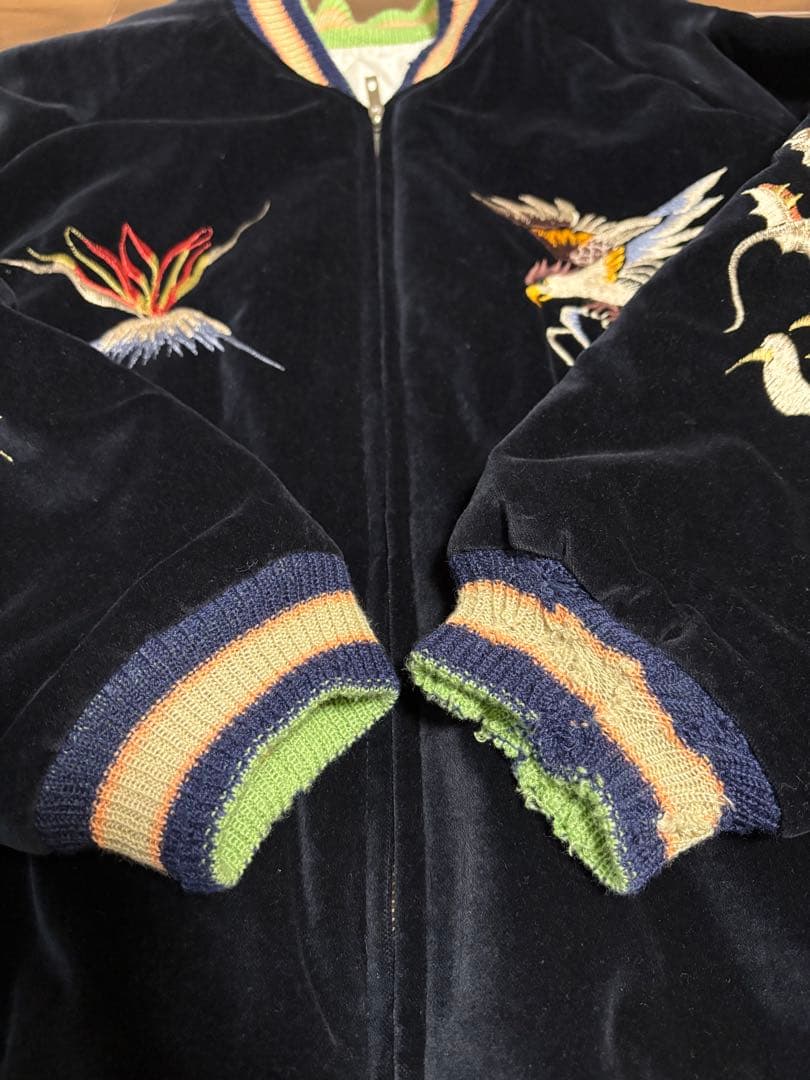 テーラー東洋 別珍 サテン スカジャン 青虎 TT12064 鷲 龍 富士山 L