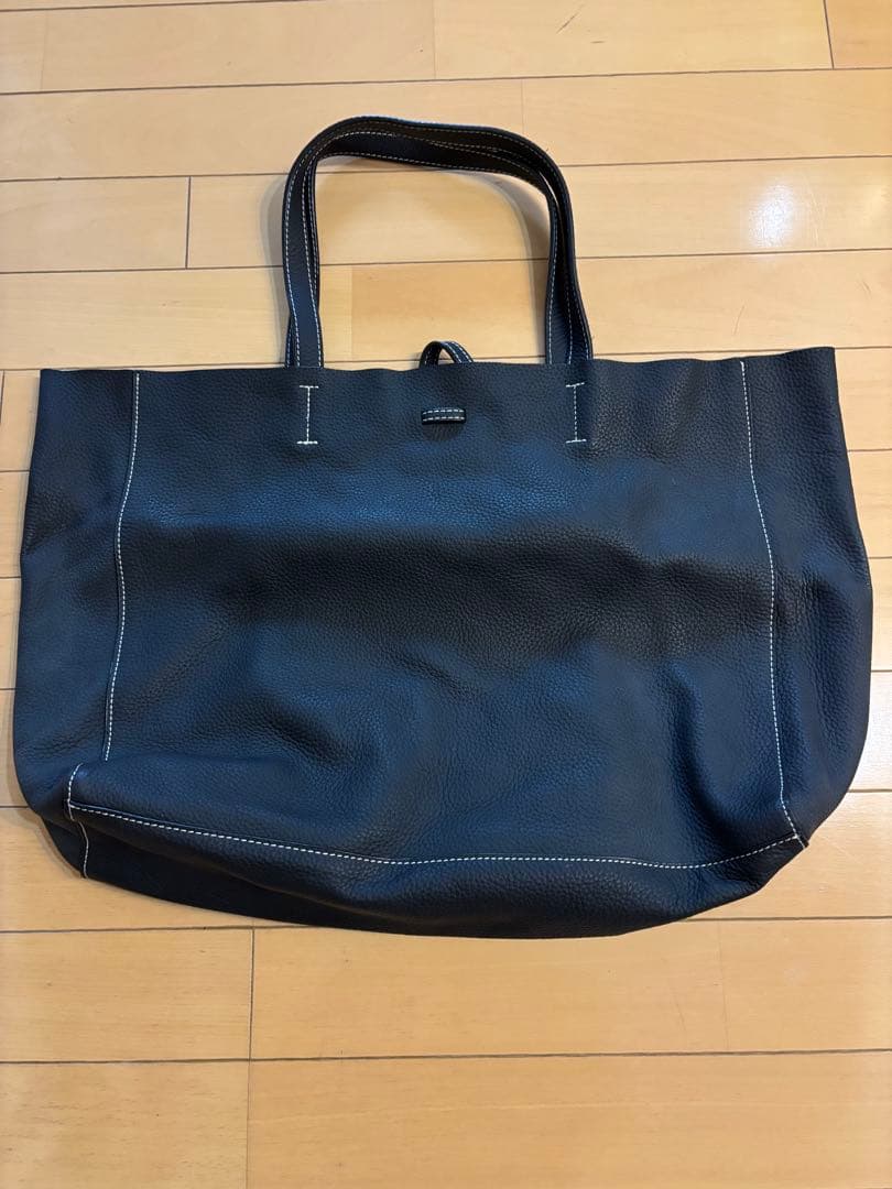 SOPHNET. ブラックレザートートバッグ SOPHNET.（ソフネット）の「LEATHER SHOPPING BAG（トートバッグ