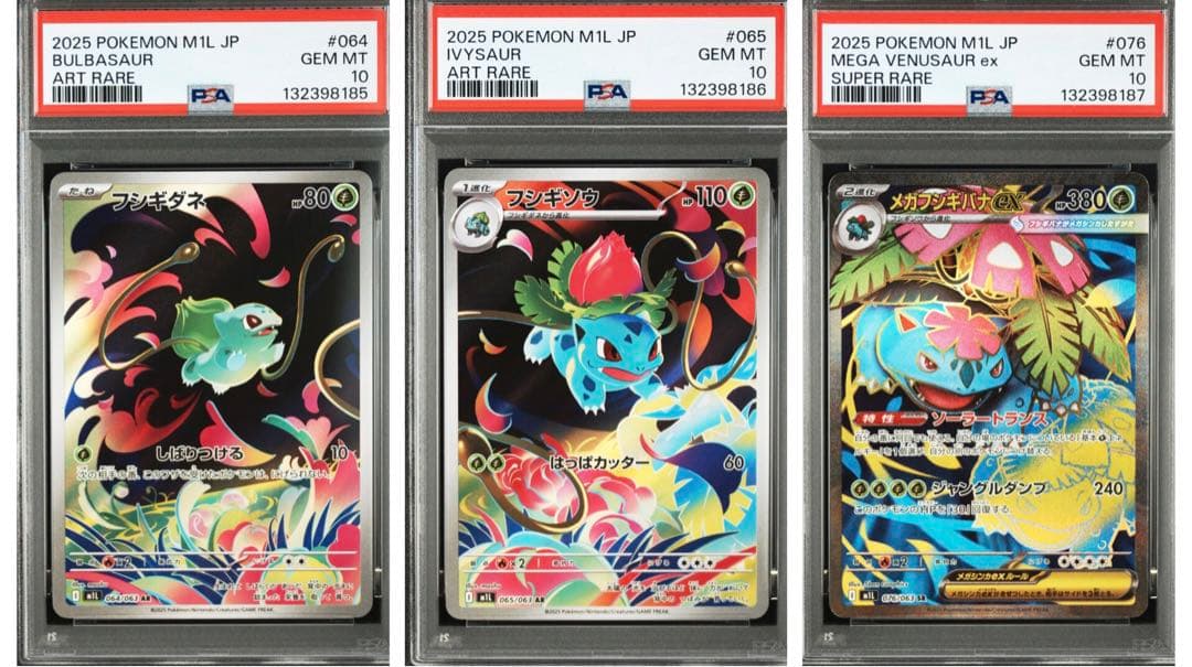 【PSA10】フシギダネ フシギソウ メガフシギバナex 3連番 PSA10 ポケモンカード フシギダネ ar フシギソウ ar メガフシギバナex