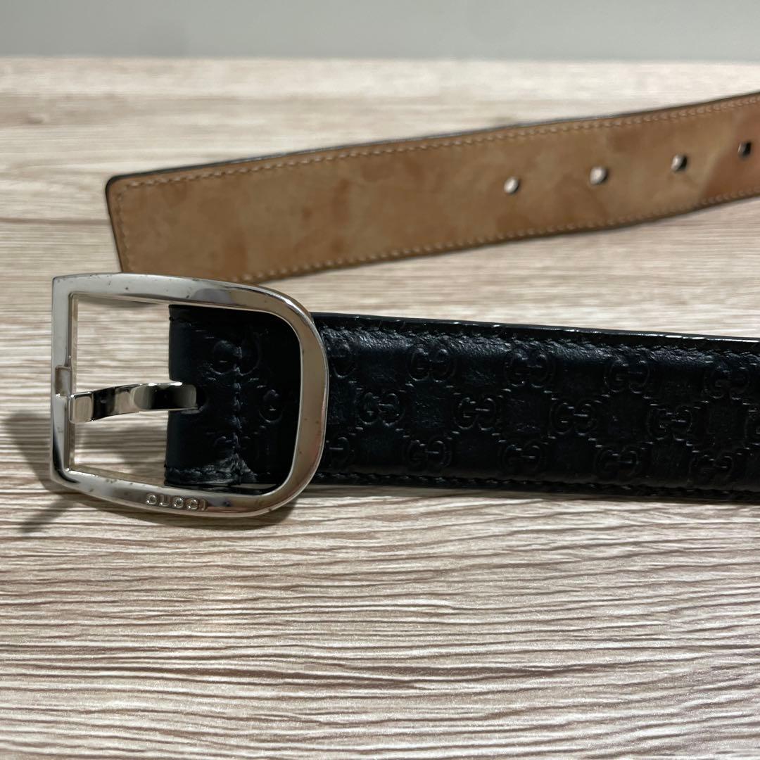 多田浩之 GUCCI グッチ　Gマーク型押し　ベルト　レザーブラック