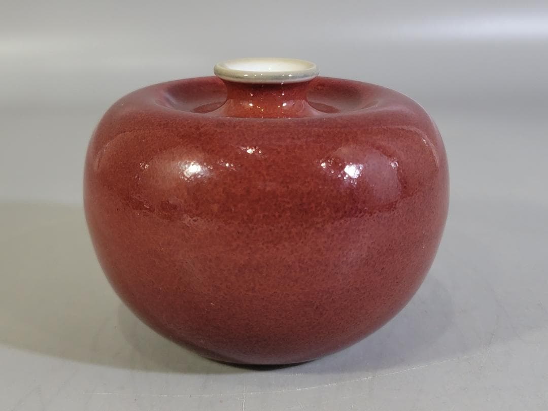 清時代 康熙年製 豆紅釉苹果尊・時代物・古陶磁・古賞物・