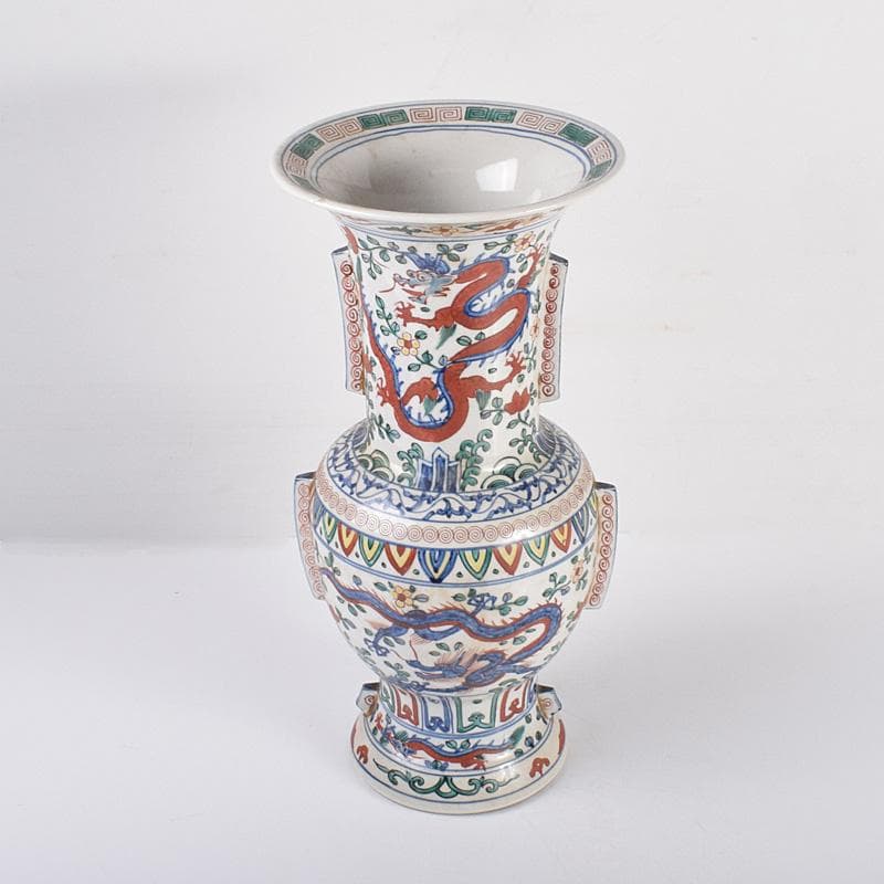 中国　大明萬暦年製　五彩　雲龍鳳凰文瓶　C　3931C Yahoo!オークション -「大明萬暦年製」(陶芸) (工芸品)の落札相場