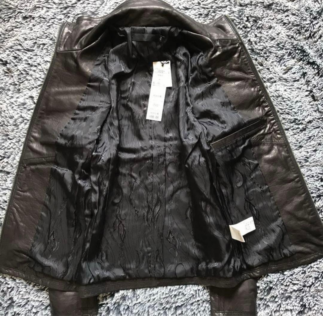 処分価格】【FUGA】未使用品 黒レザー シングルライダースジャケット