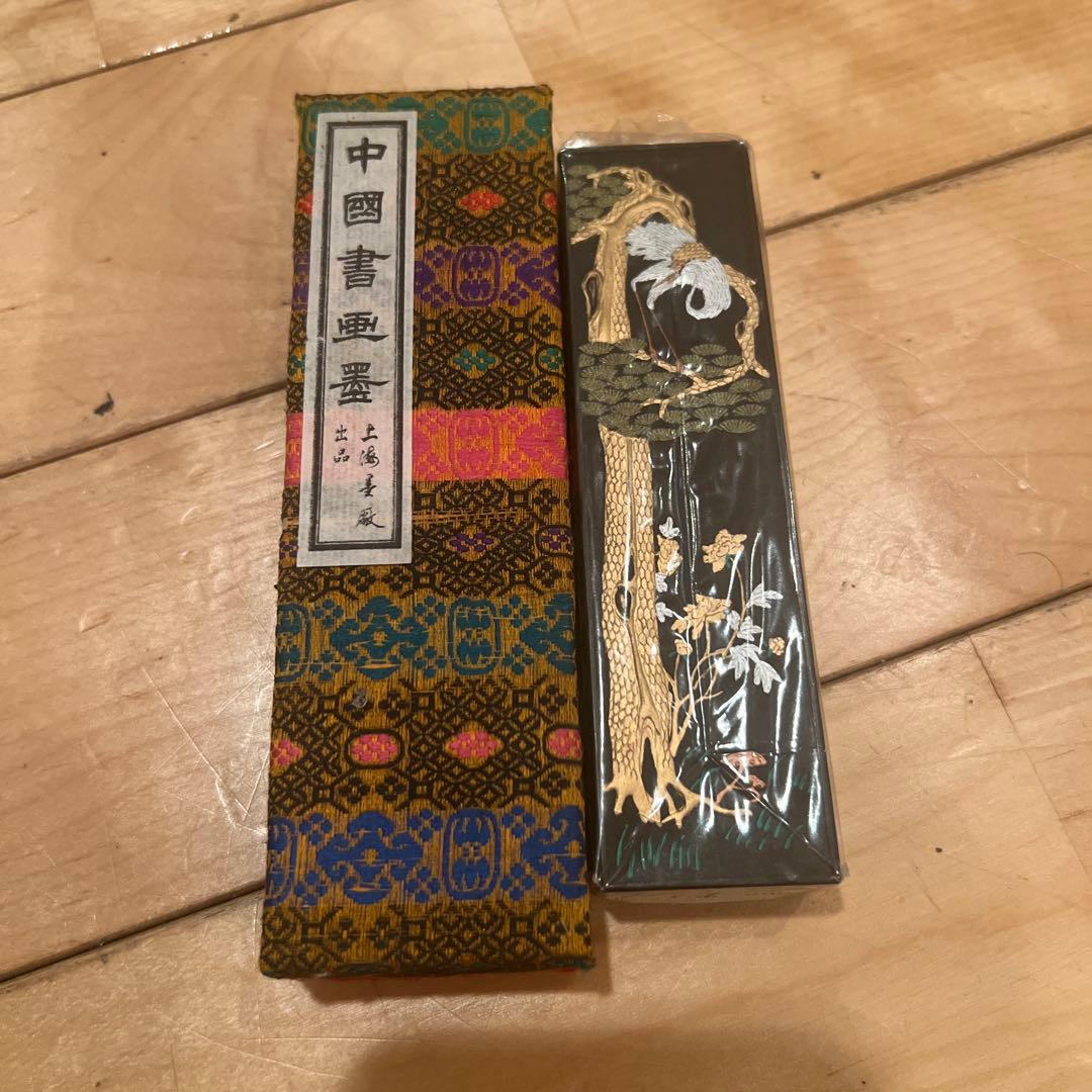 未使用　中国 書画墨 中国書画墨 固形墨 古墨 松鶴遐齢 油煙 油煙墨