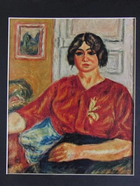 梅原龍三郎、【赤きコルサージュ】、希少な大判額装用画集より、美品