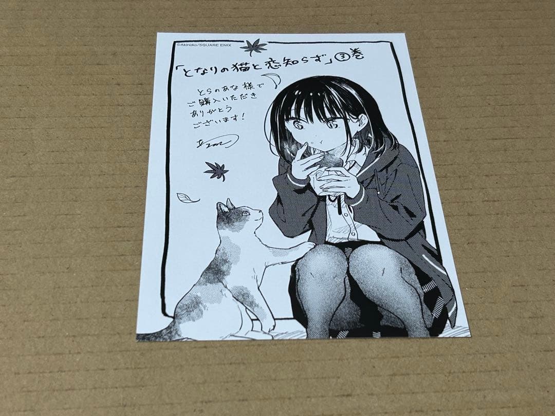 となりの猫と恋知らず　3巻　イラストカード となりの猫と恋知らず 3 ビッグガンガンコミックス : あきのこ
