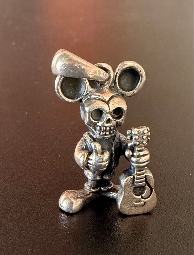 C*．様 925刻印 ヴィンテージスカル ギター あのネズミ ネックレス トップ Binich（ビニッチ） スカル マウスネックレス ペンダントトップ メンズ