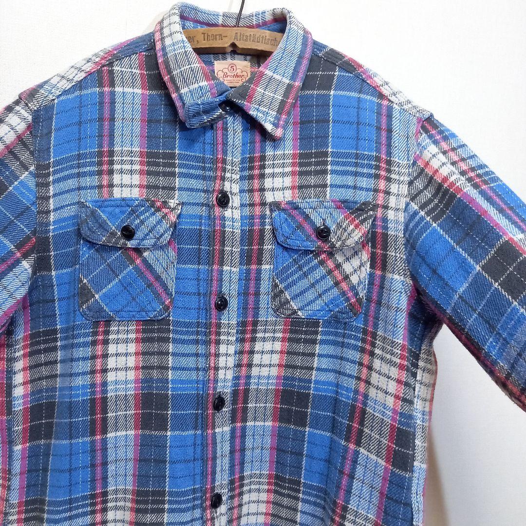 50s 復刻 USA製 FIVE BROTHER ヘビーネルシャツ マチネル L