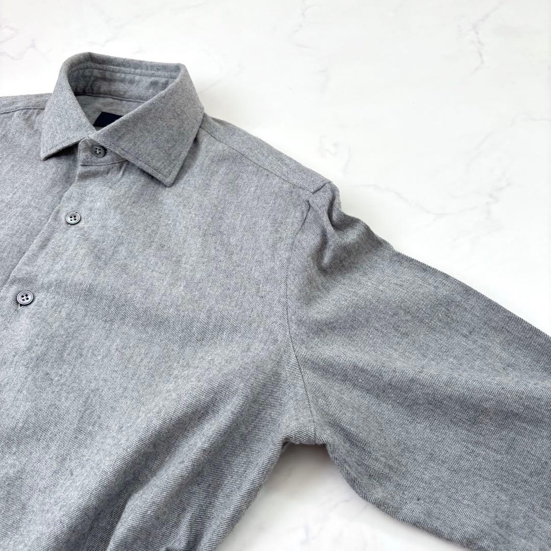 美品】ラルディーニ ホリゾンタルカラー ネルシャツ 38 コンバーチブル