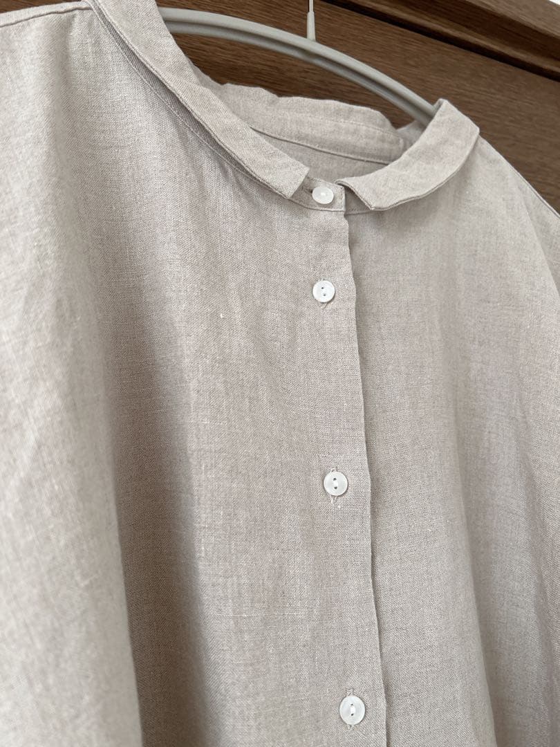 HUIS 8分袖オールドレピアリネンワイドブラウス きなり レディス U108