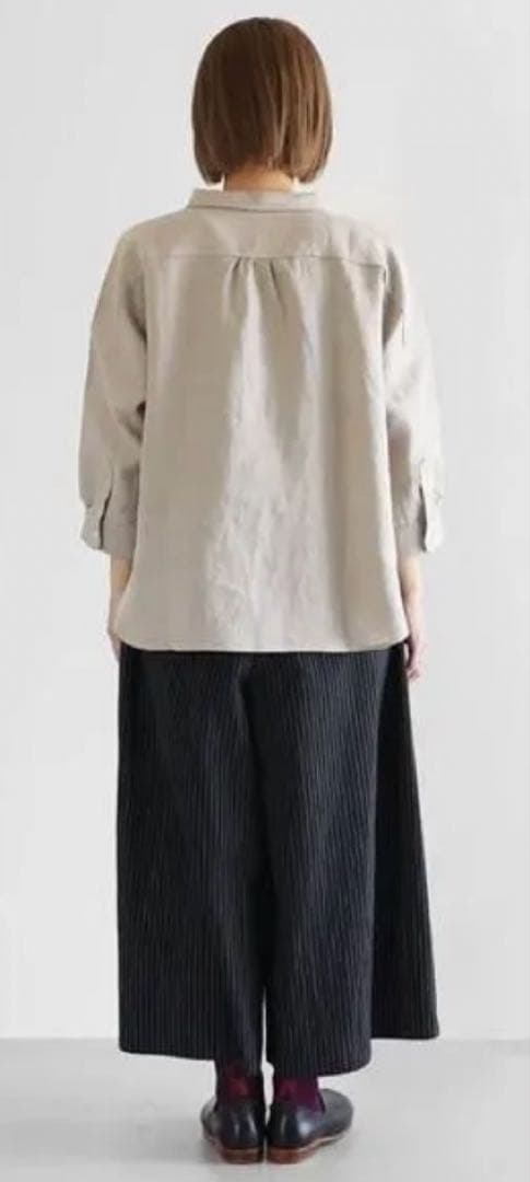 HUIS 8分袖オールドレピアリネンワイドブラウス きなり レディス U108