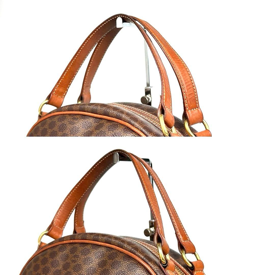 美品】セリーヌ ハンドバッグ トリオンフ マカダム柄 PVC 革 ブラウン