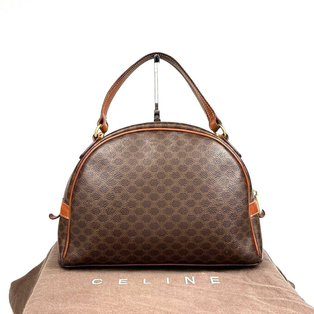 美品】セリーヌ ハンドバッグ トリオンフ マカダム柄 PVC 革 ブラウン
