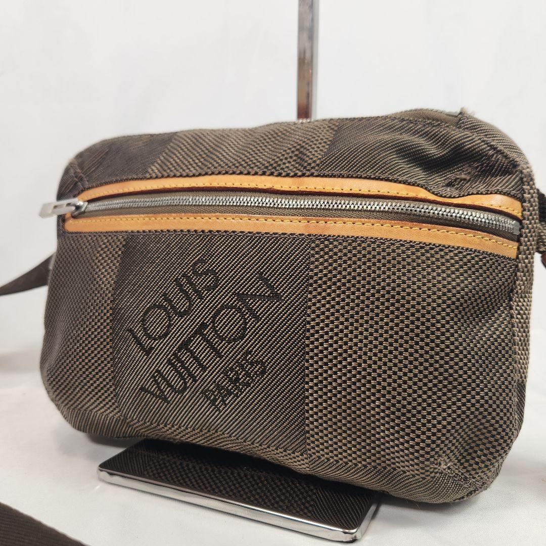 【良品】ルイヴィトン ダミエ ジェアン ボディバッグ レザー キャンバス カーキ