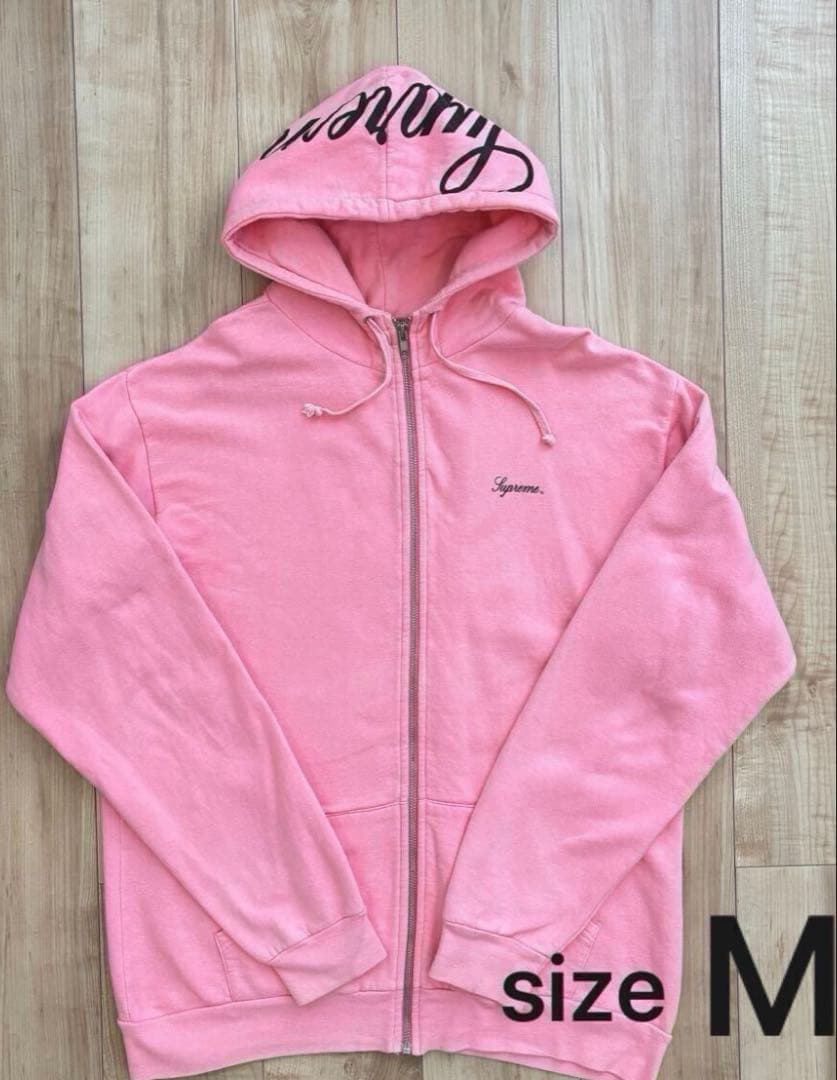Supreme ピンク フード付きパーカー M 値下げ❌