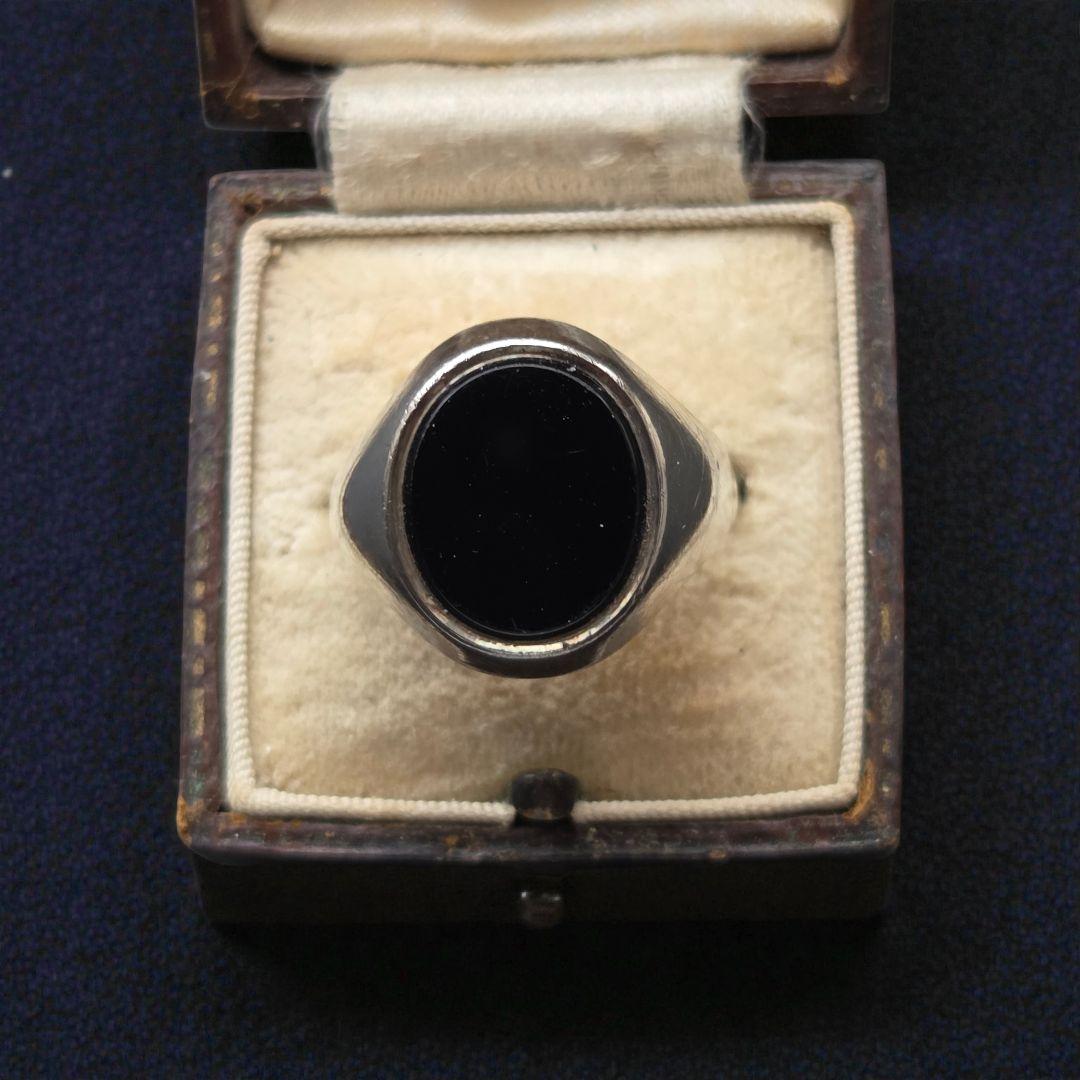 【至高の逸品】英国ヴィンテージ 20号 オニキスリング シルバー925 4.7g