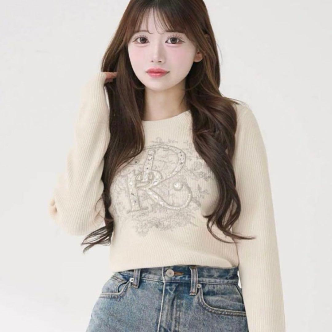 darich DRビジューフラワーリブニットトップス ダーリッチ アンドマリー