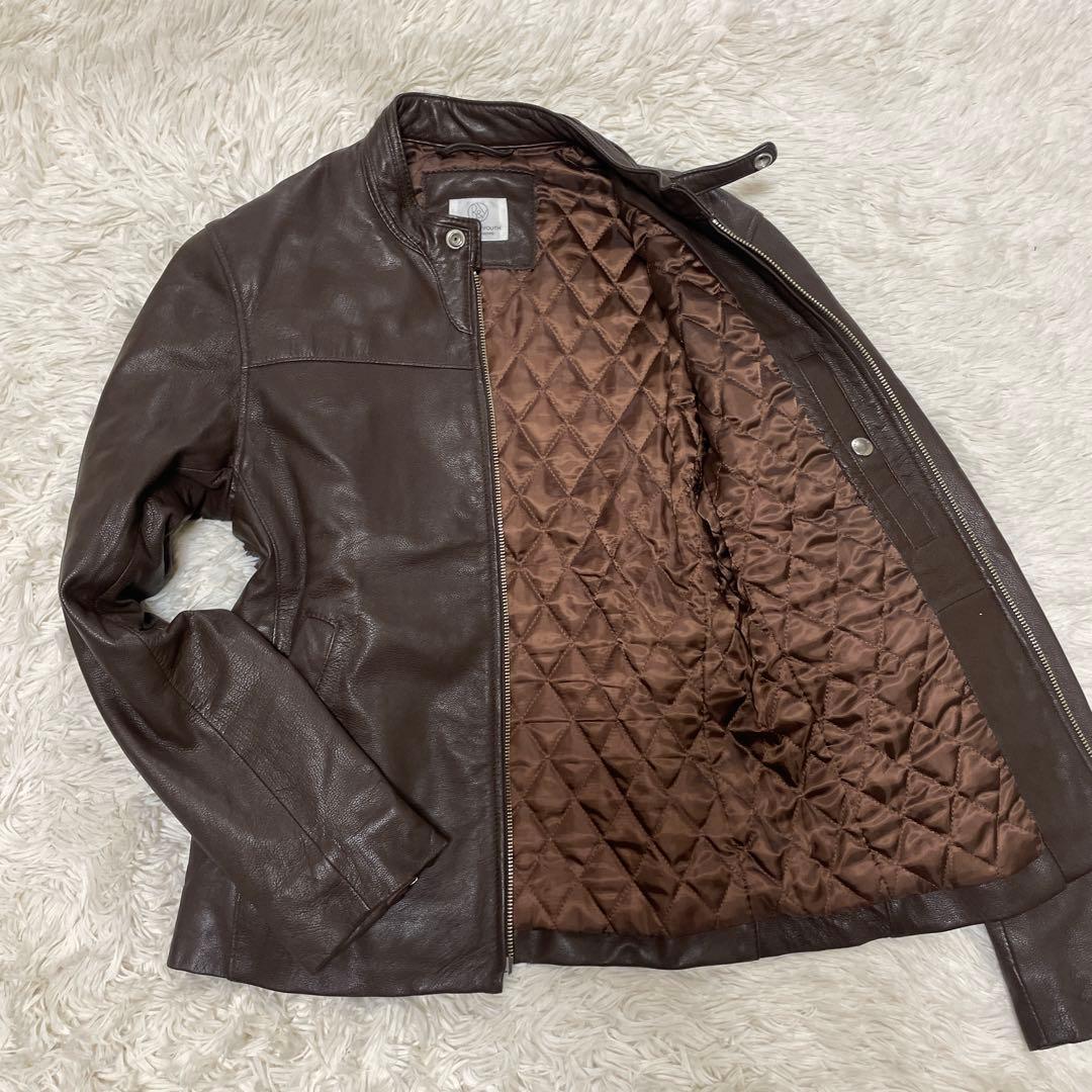 ユナイテッドアローズ レザージャケット ライダース シングル やぎ革 茶