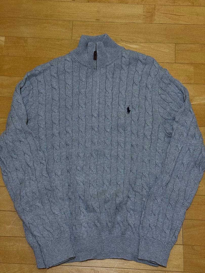 ポロラルフローレン　グレーケーブルニットセーター