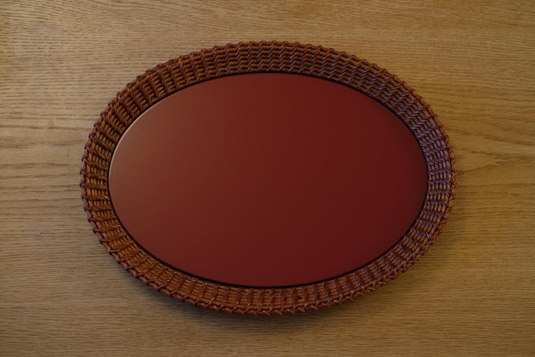 【新品】木曽漆器　楕円盆　オーバル盆　伝統工芸南木曽ろくろ製品　妻籠宿　永徳屋