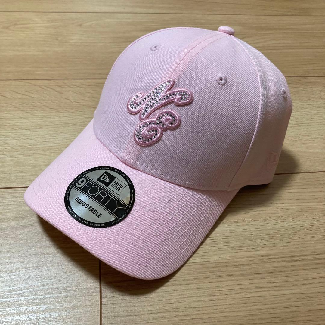 newera 9FORTY ピンク ラインストーン クラシックロゴ キャップ