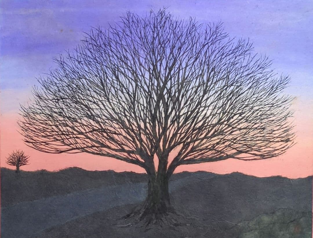 【ちぎり絵】「幻想-夕暮れ」　ハンドメイド　(P 10サイズ)　暮らしに彩りを