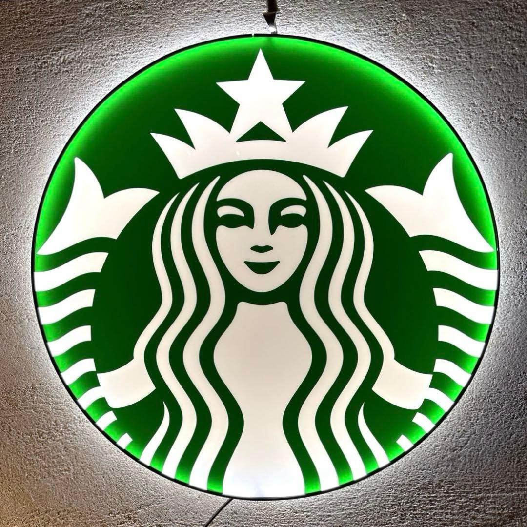 スターバックス　ライトアップ　看板　ストアディスプレイ　ネオンサイン　本物