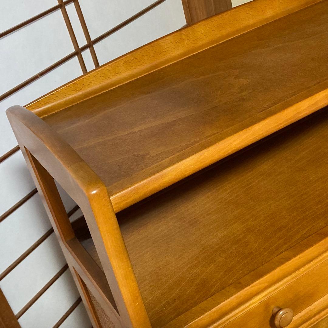 美品 オールドカリモク ラタン 電話台 FAX台 キャビネット - メルカリ