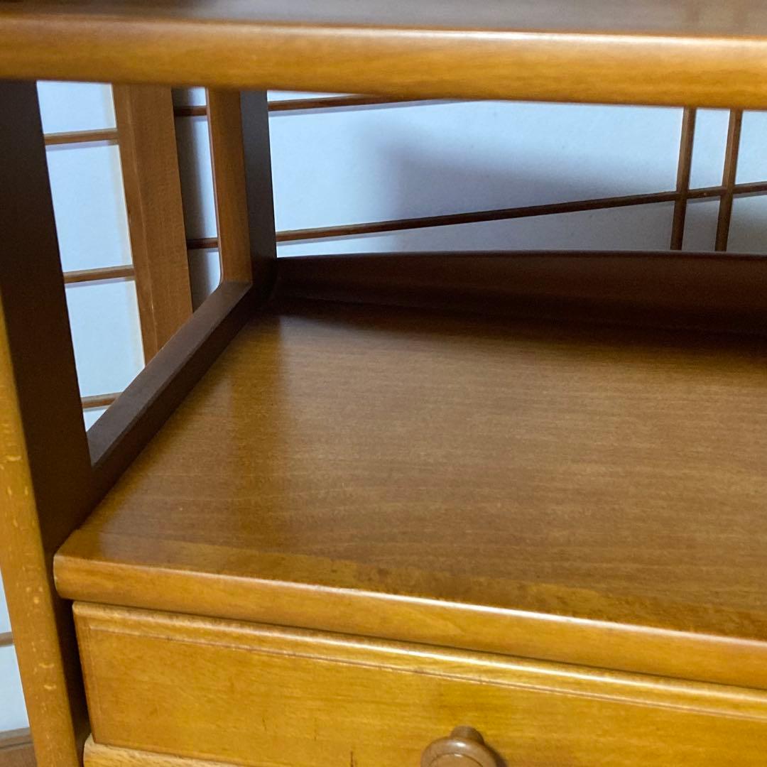 美品 オールドカリモク ラタン 電話台 FAX台 キャビネット - メルカリ