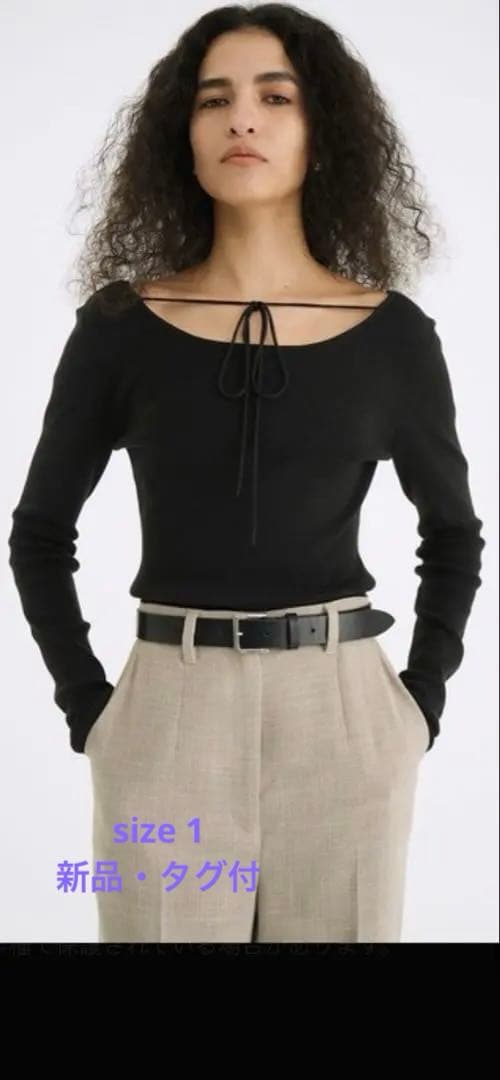 トップス CLANE ARRANGE RIBBON KNIT TOPS BLACK