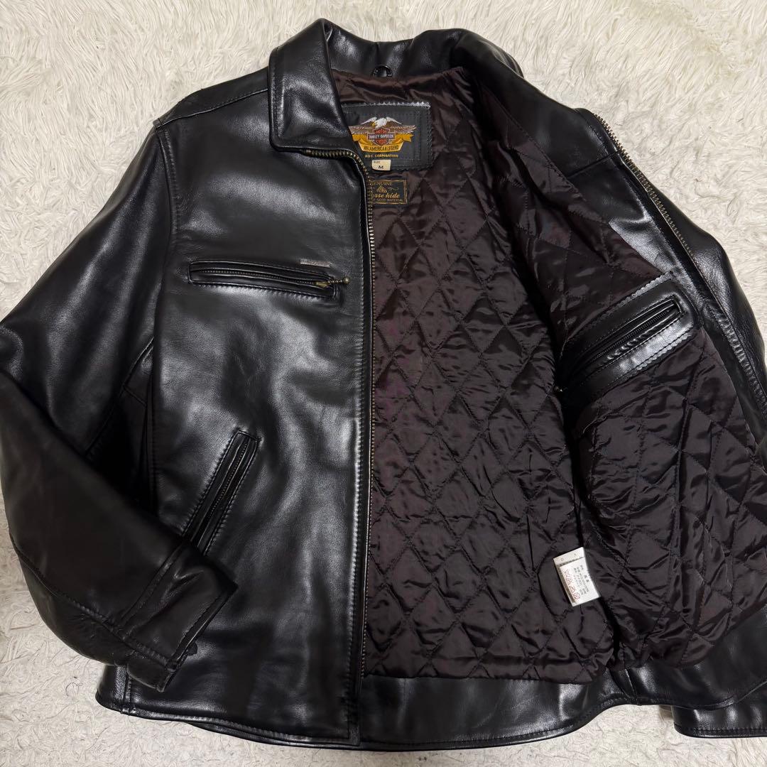 希少美品　ハーレーダビッドソン　シングルライダースジャケット　ホースハイド　黒 ホースハイドにこだわる、新しいモーターサイクルジャケットの提案