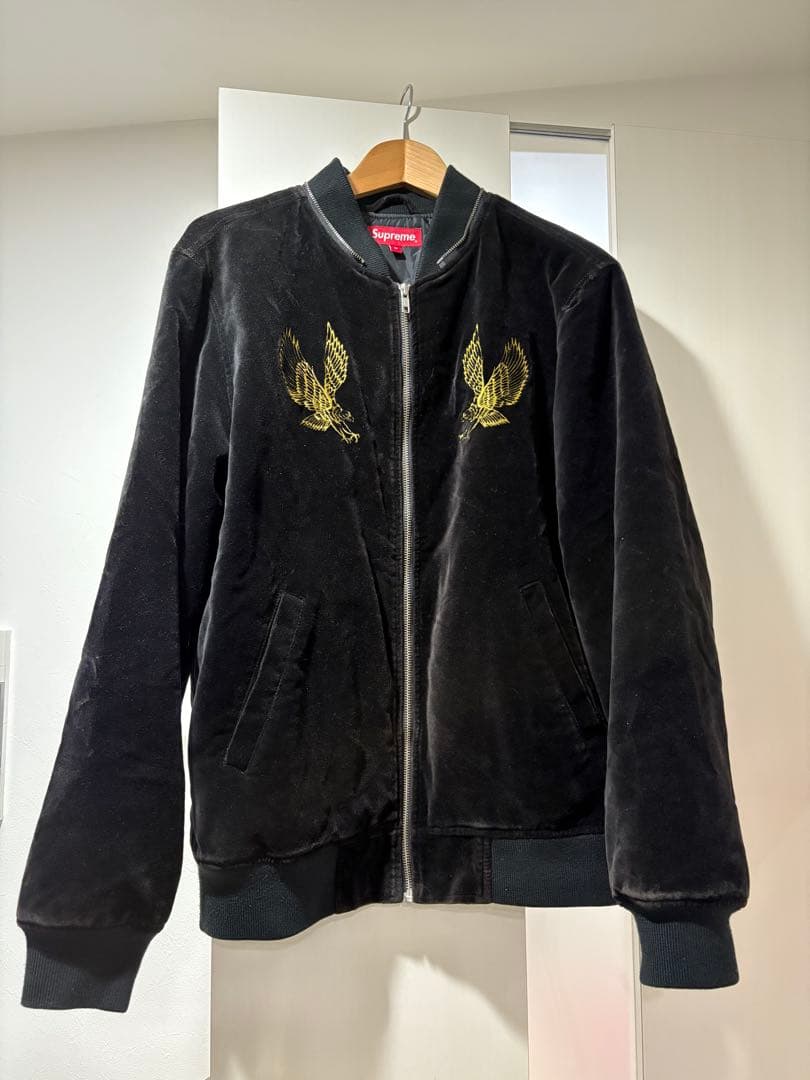 Supreme ベルベット ボンバージャケット 黒