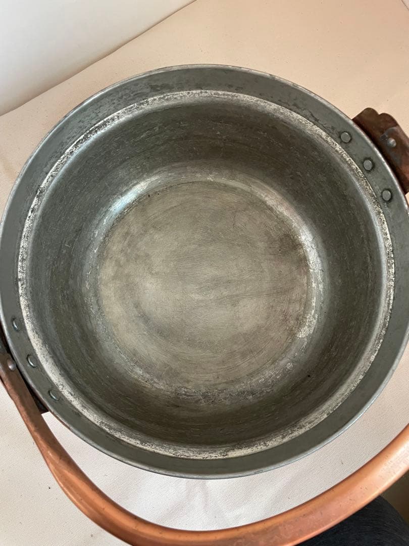 古道具 銅鍋 山菜鍋 大 錫引き 30㎝