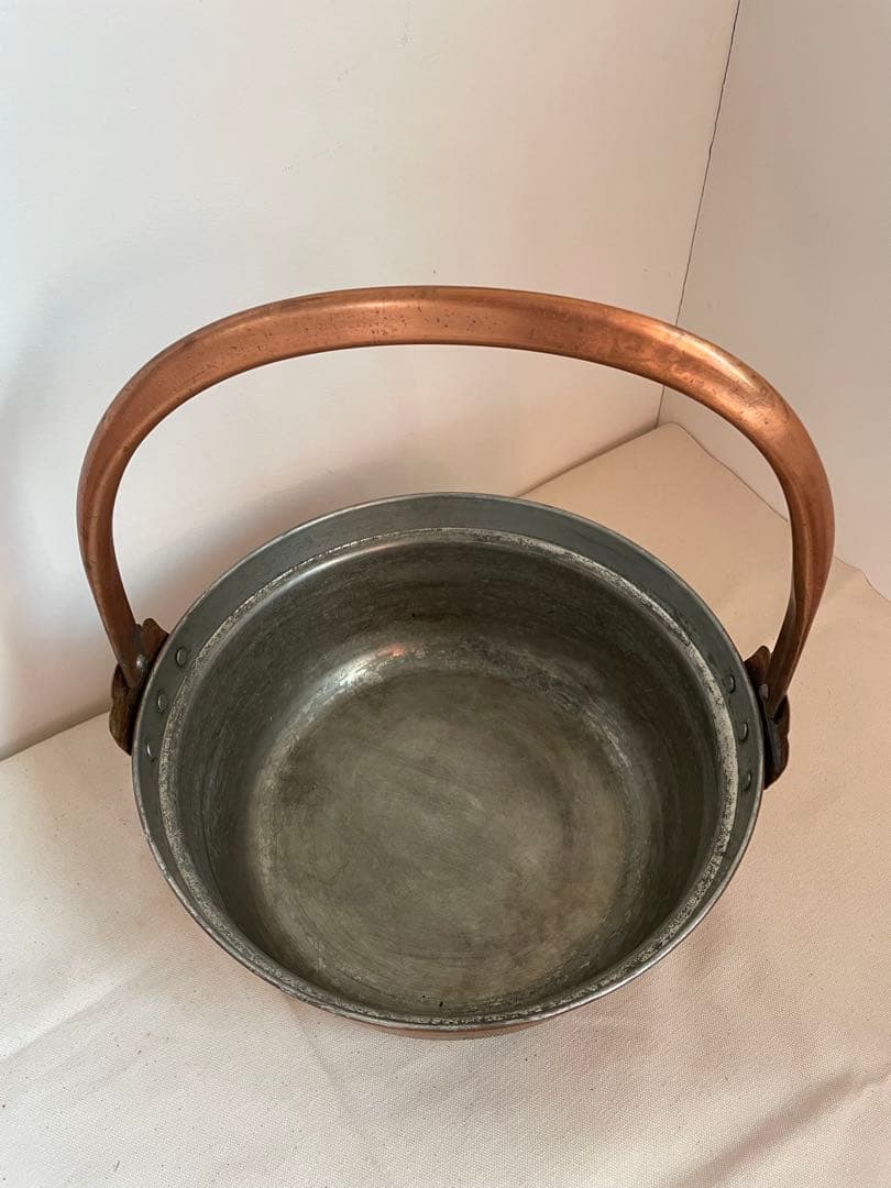 古道具 銅鍋 山菜鍋 大 錫引き 30㎝