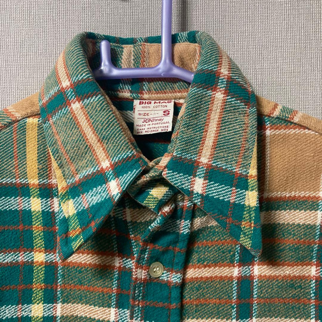 ビンテージ70s単色タグBIG MAC ネルシャツSビッグマック好配色チェック