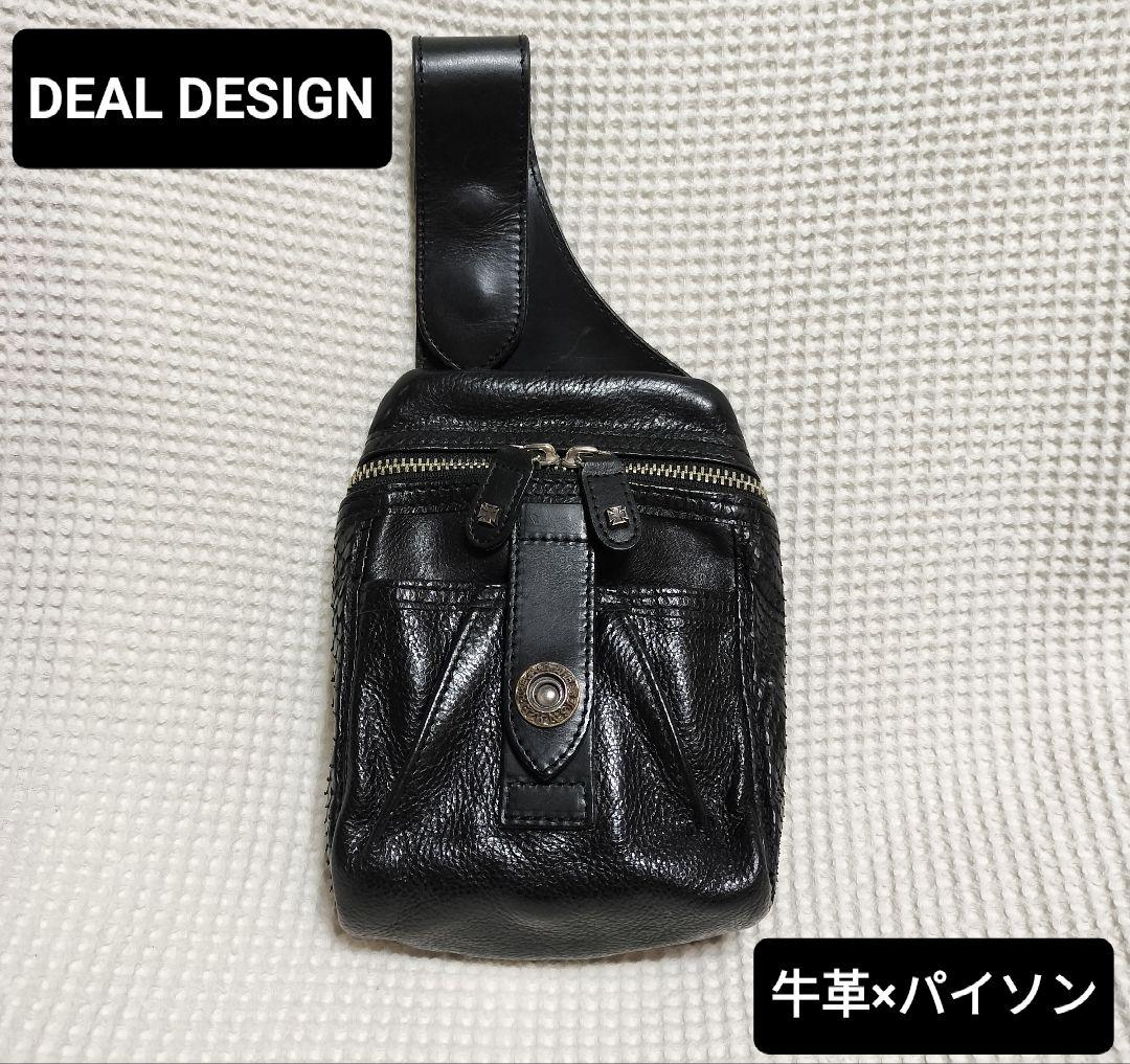 DEAL DESIGN ディールデザイン ウエストバッグ レザー パイソン レザー ウエストバッグ ヒップバッグ ファニーパック バイカー 牛革 本