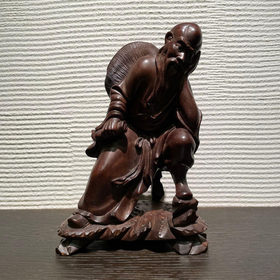 木彫　象嵌玉眼　紫檀　骨董品