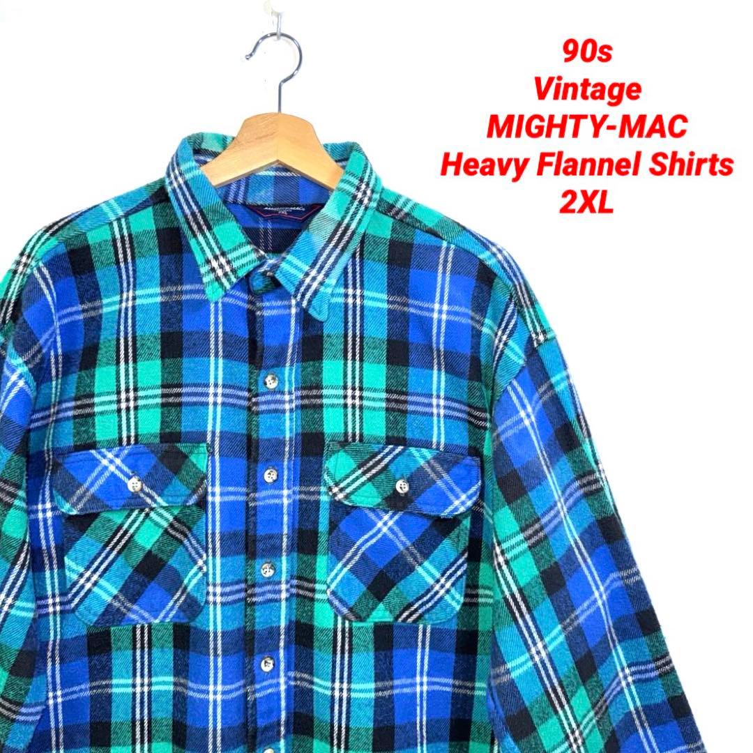 90s vintage MIGHTY-MAC ヘビーネルシャツ　2XL