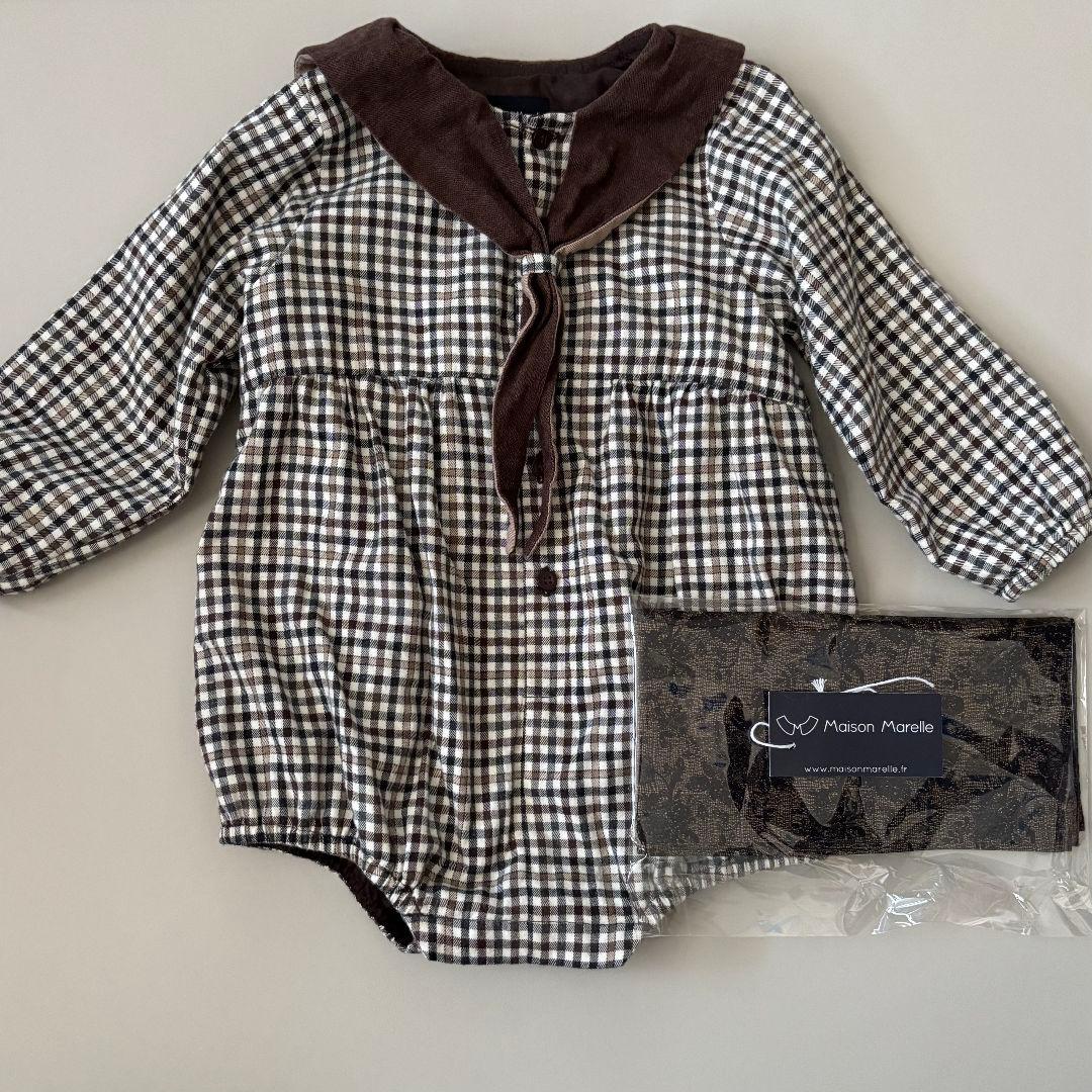 maisonmarelle RomperCAMBON brownロンパース24M 楽天市場】【mocmof】ロンパース カバーオール おめかしレース襟
